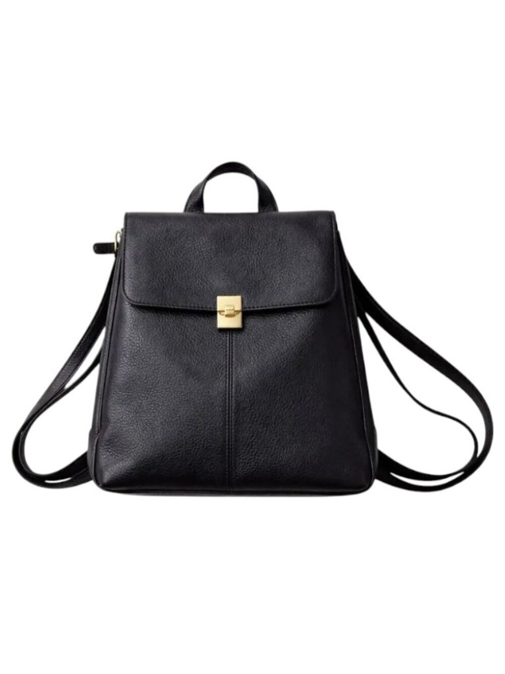 Mazzini Black Leather Expandable Backpack